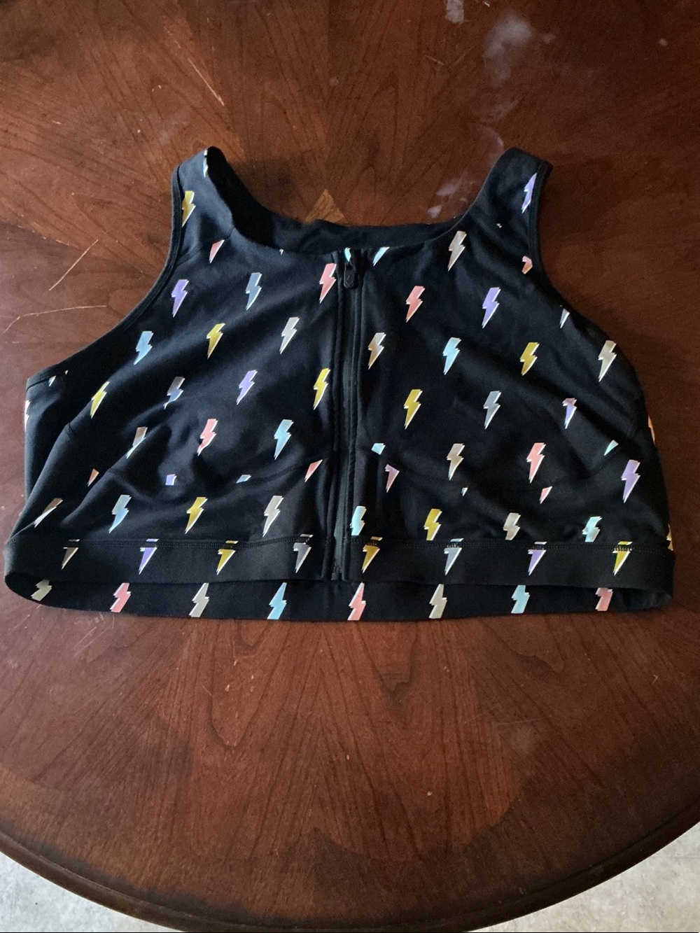 torrid - Black Zip-Front Crop Tank with Pastel Lightning Bolts